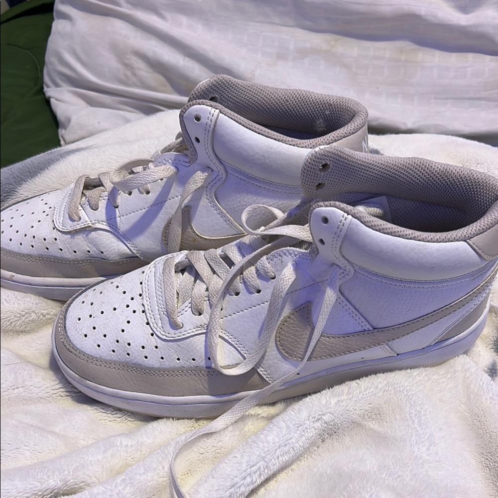 White and Gray High-Top Sneakers